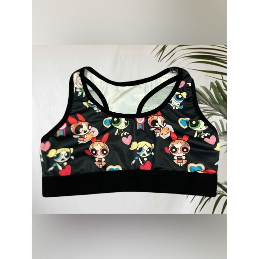 Power Puff Cartoon Network Black on White Bra  sport M